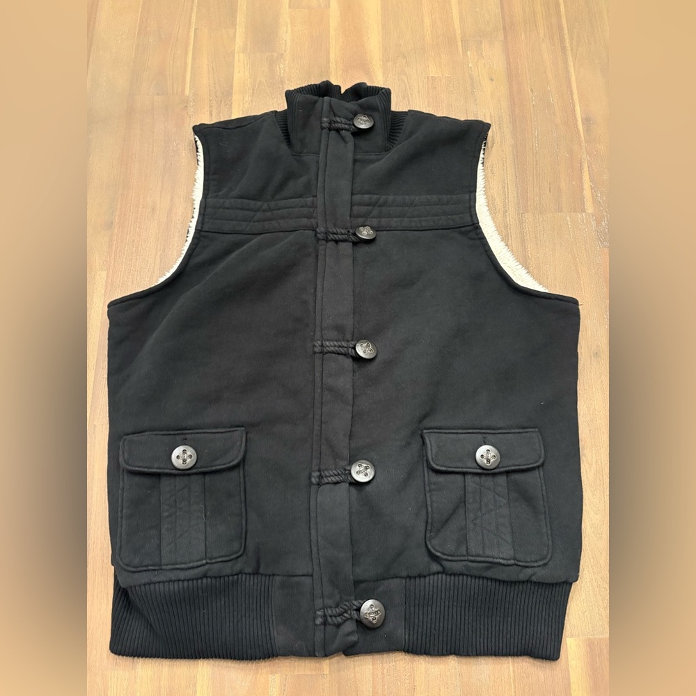 Vintage Old Navy Black Vest with Sherpa Interior